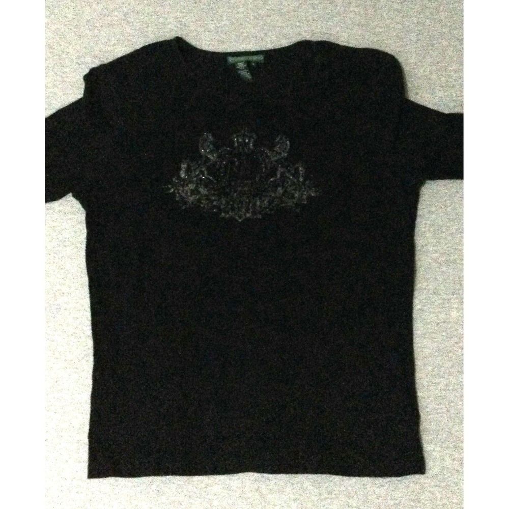 Lauren ralph lauren jeans company Medium black Logo Knit Long Sleeve Top
